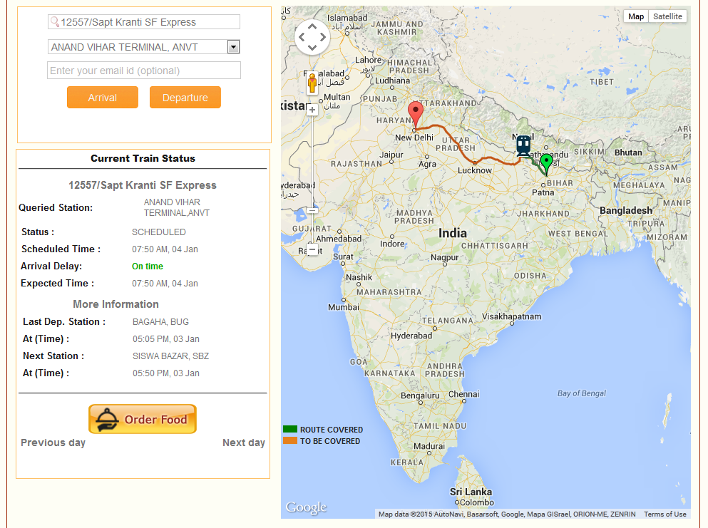 Live Status of Running Train